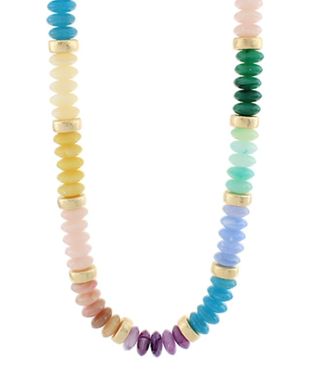 Wide Bead Stone Necklace