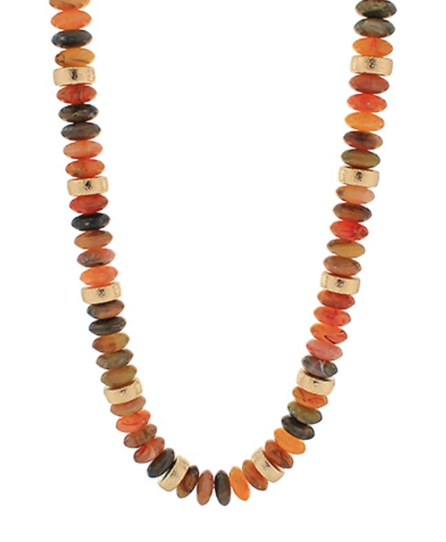 Wide Bead Stone Necklace