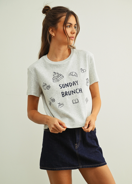 Sunday Brunch Embroidered T-Shirt