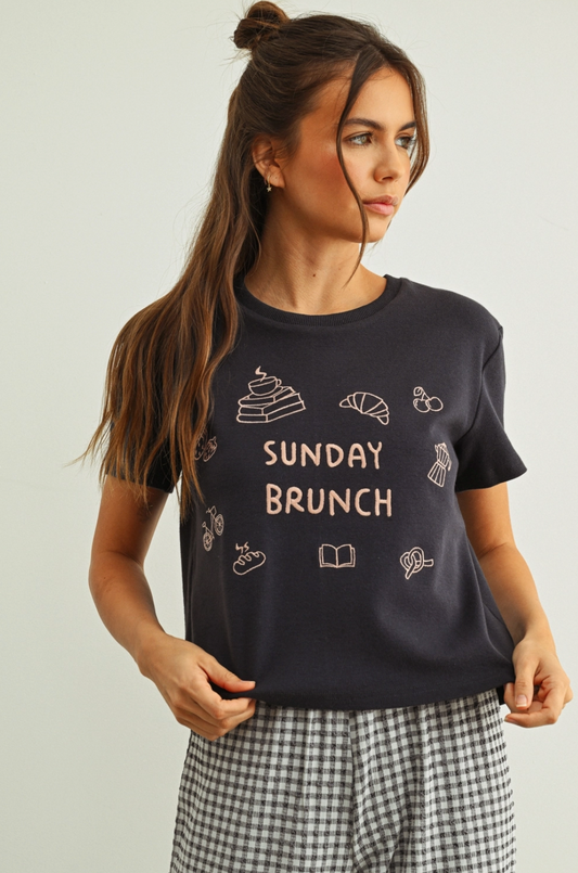 Sunday Brunch Embroidered T-Shirt