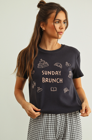 Sunday Brunch Embroidered T-Shirt