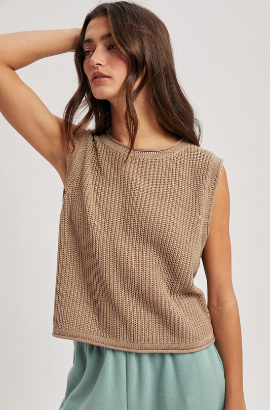 Sleeveless Knit Sweater Top