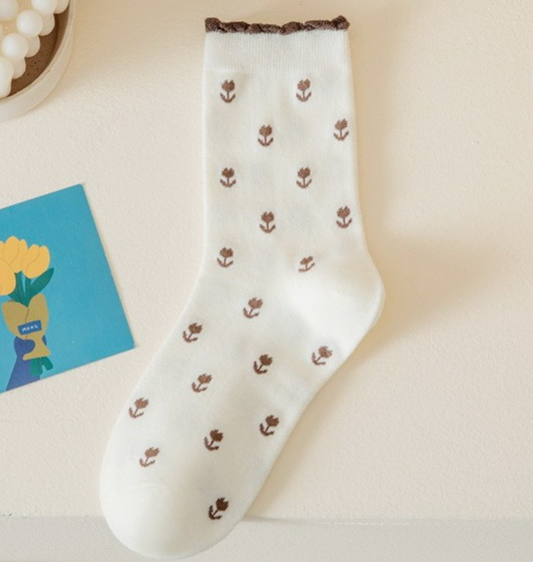 Breathable Floral Cotton Socks