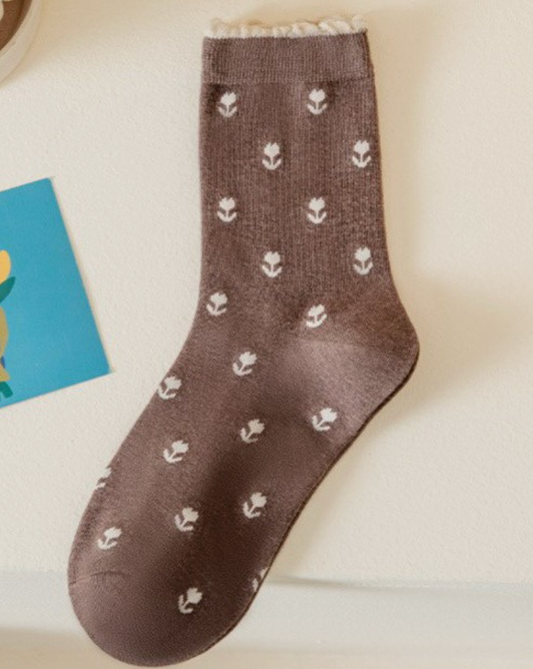 Breathable Floral Cotton Socks