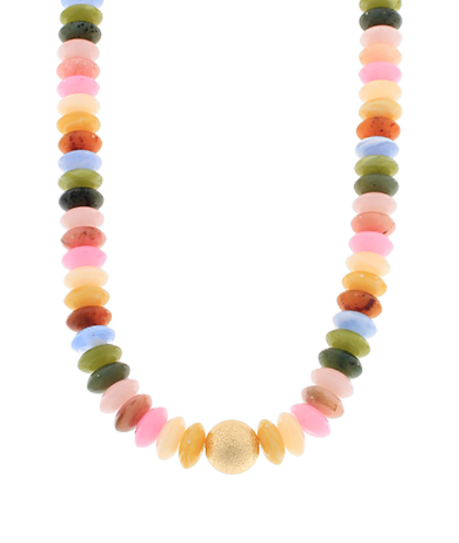 Wide Bead Stone Necklace