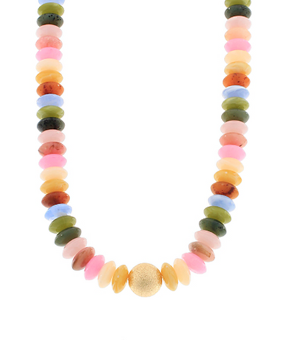 Wide Bead Stone Necklace