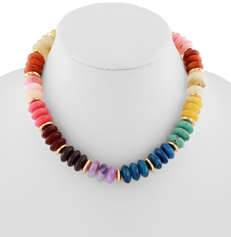 Wide Bead Stone Necklace