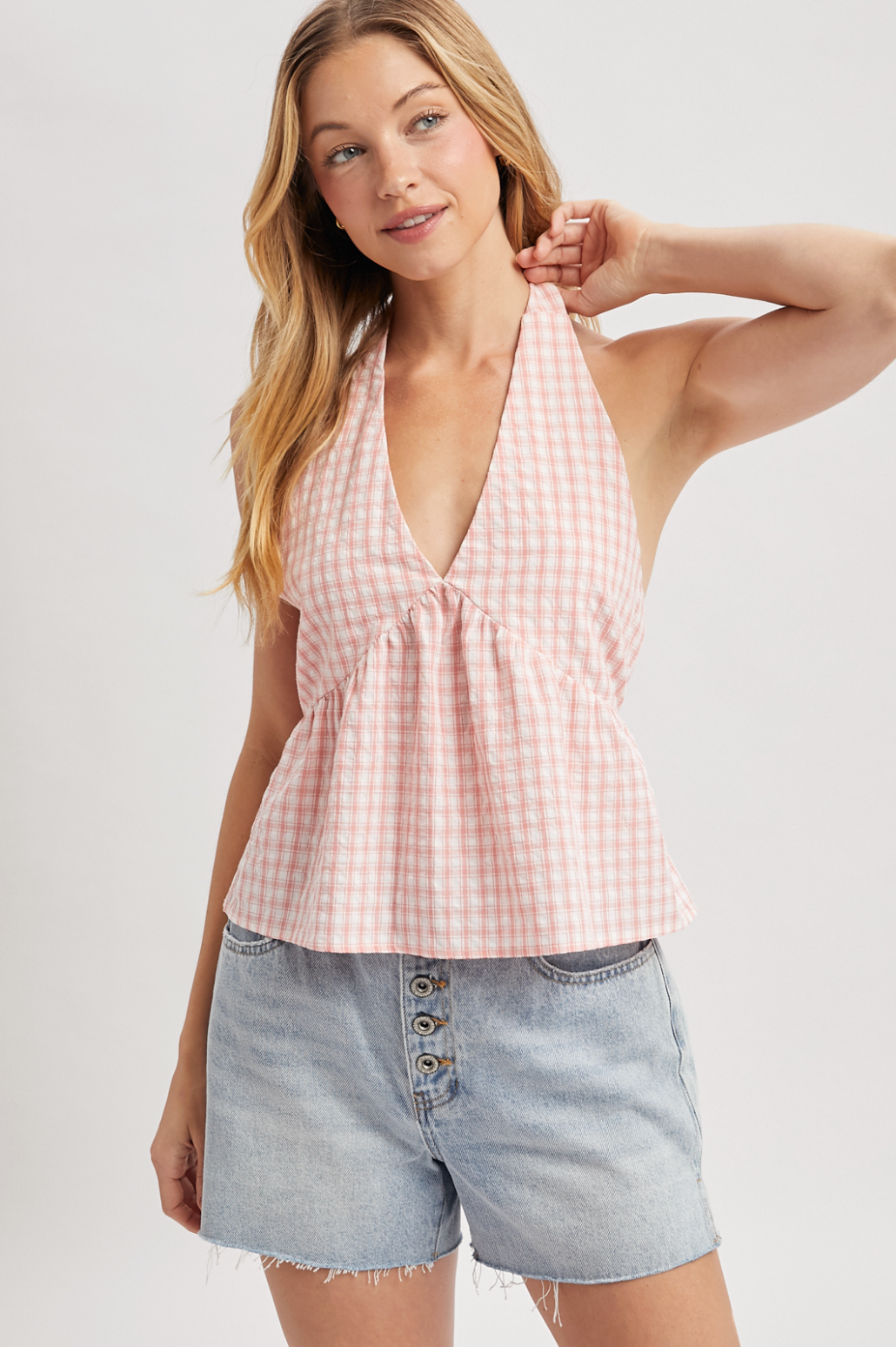 Plaid Halter Top