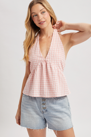 Plaid Halter Top