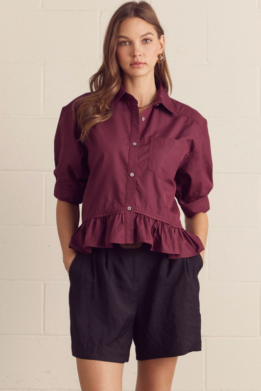 Ruffle Button Down Blouse