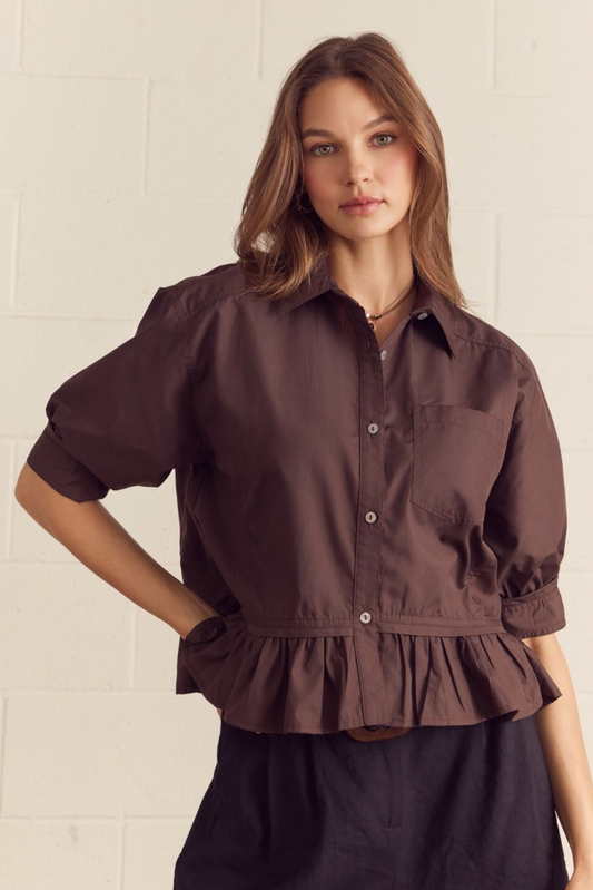 Ruffle Button Down Blouse