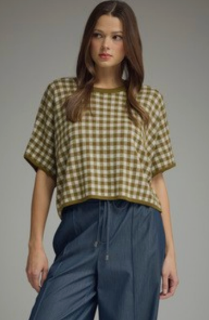 Gingham Short Sleeve Top