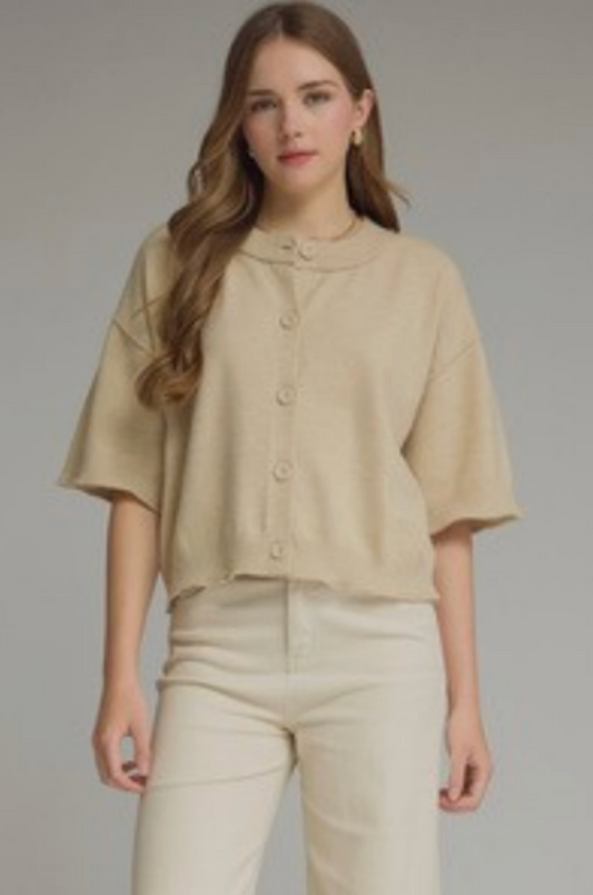 Short Sleeve Button Down Cardigan