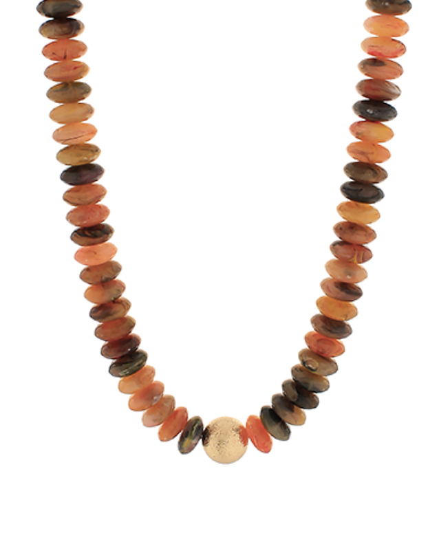 Wide Bead Stone Necklace