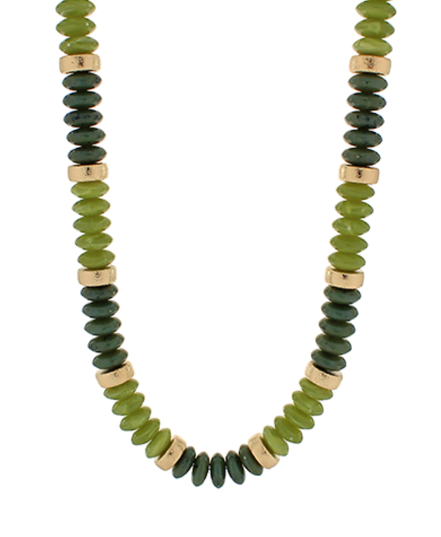 Wide Bead Stone Necklace