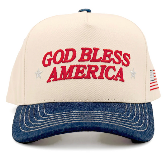 God Bless America Embroidered Trucker Hat