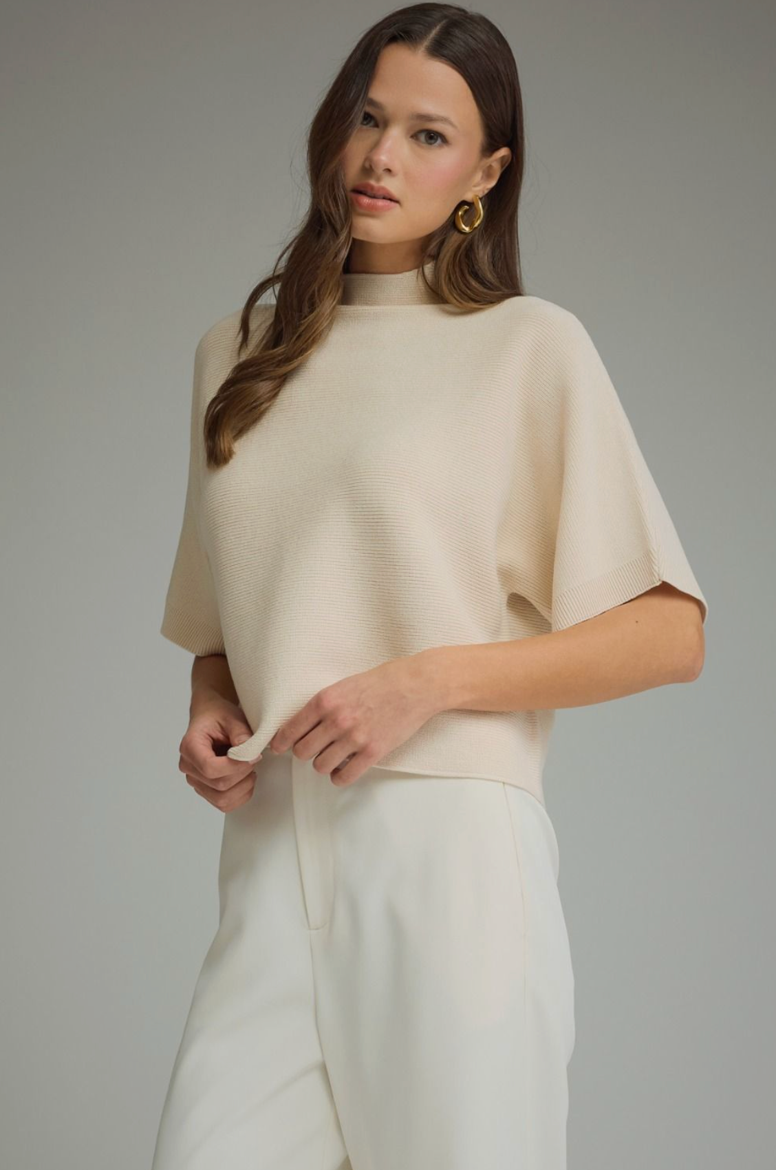 Mock Neck Dolman Sleeve Sweater