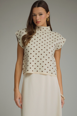 Polka Dot Mock Neck Sweater