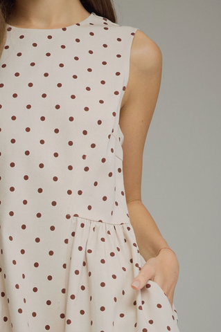 Polka Dot Sleeveless Midi Dress