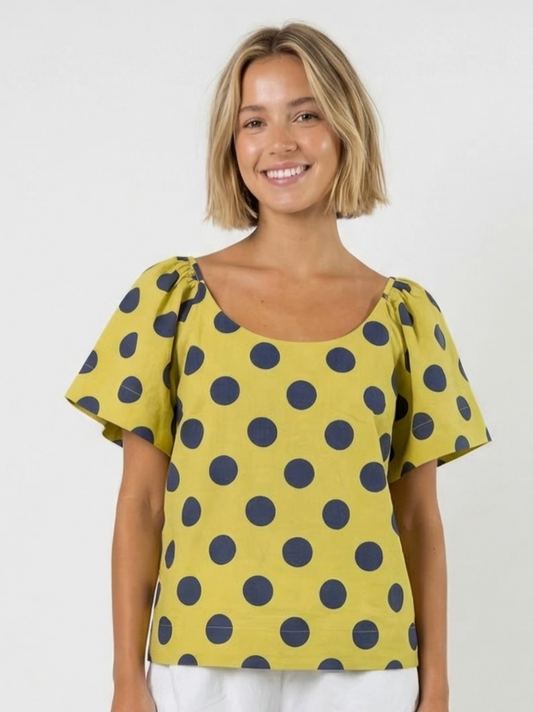 Flutter Sleeve Polka Dot Blouse