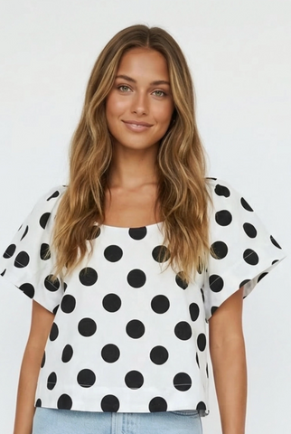 Flutter Sleeve Polka Dot Blouse
