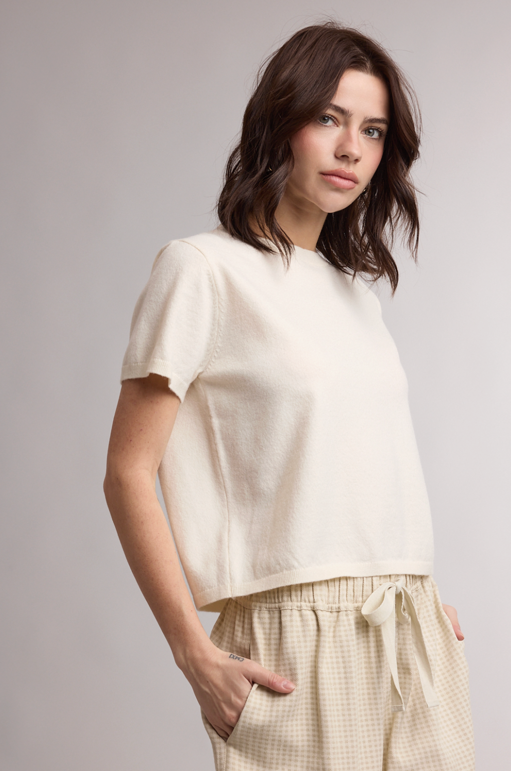 Short Sleeve Crewneck Knit Top