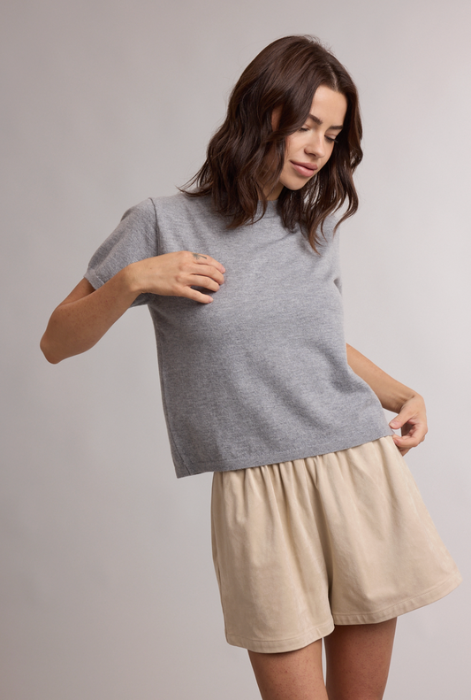 Short Sleeve Crewneck Knit Top