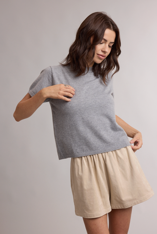 Short Sleeve Crewneck Knit Top
