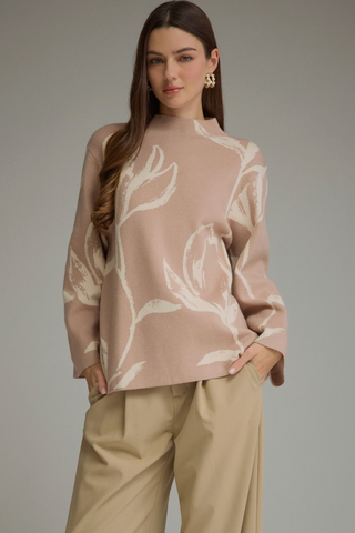 Floral High Neck Knit Top