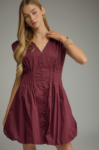 Solid Bubble Hem Mini Dress