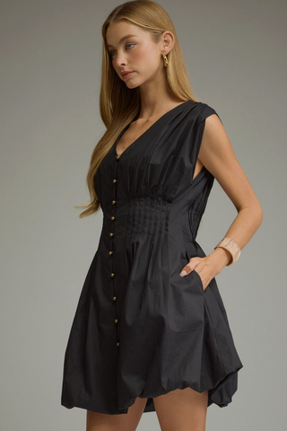 Solid Bubble Hem Mini Dress