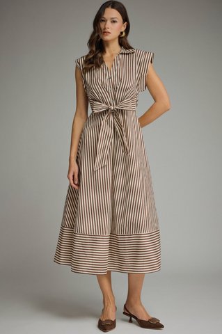 Striped Cap Sleeve Midi Dress