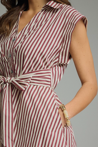 Striped Cap Sleeve Midi Dress