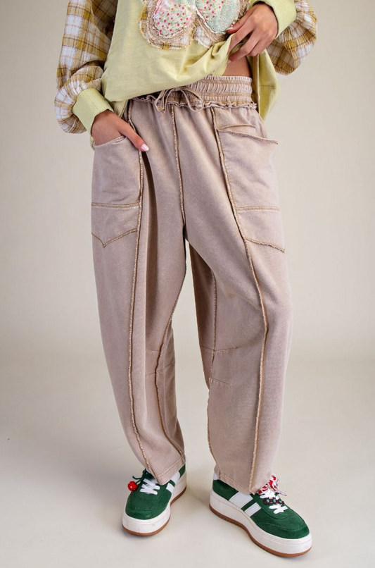 Mineral Washed Barrel Pants