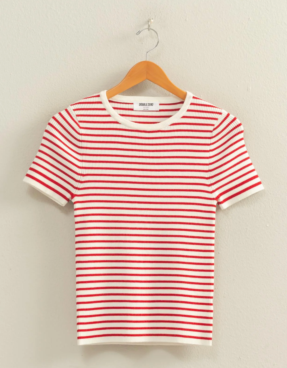Stripe Ribbed Crew Neck Top