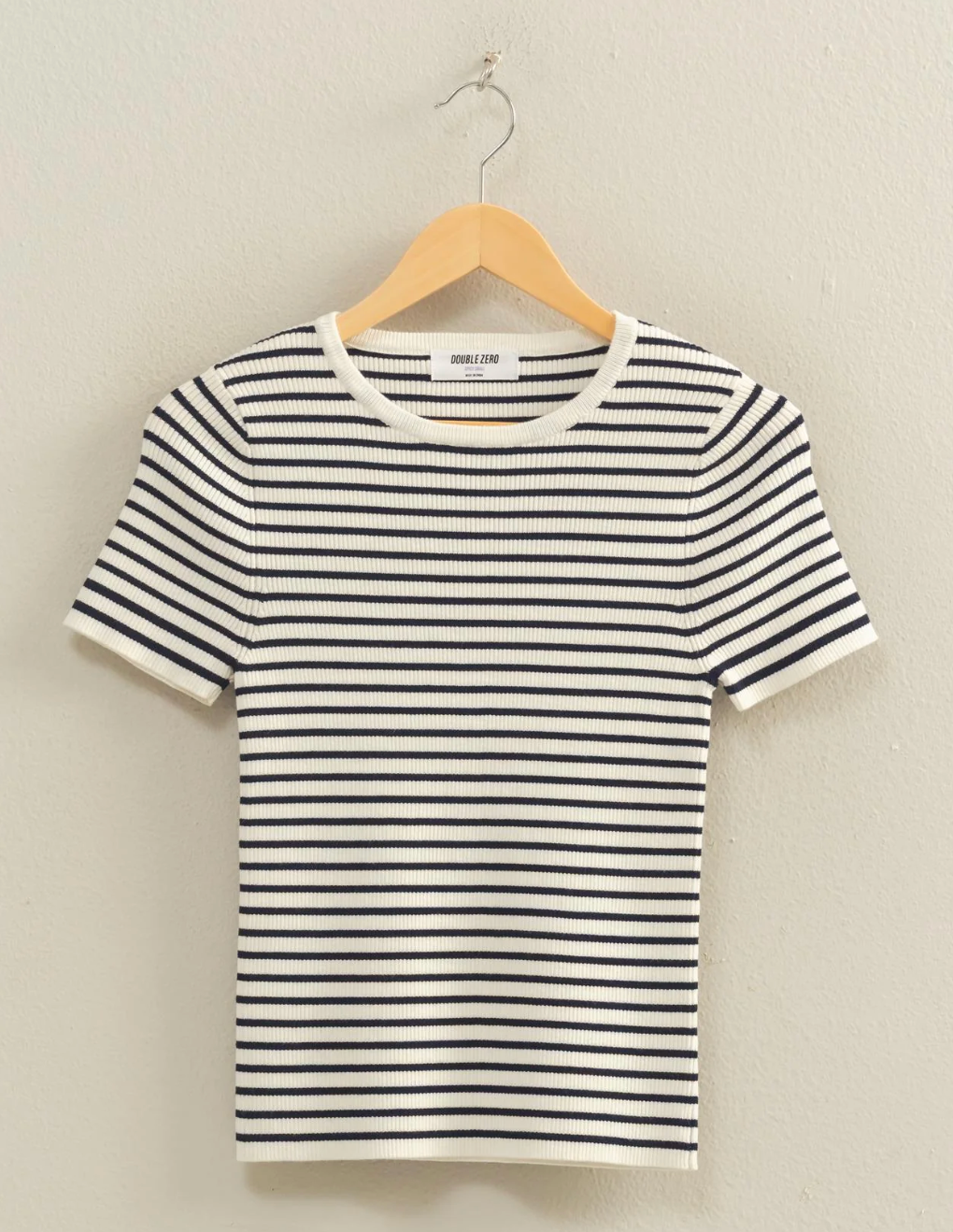 Stripe Ribbed Crew Neck Top