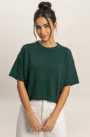 Seam Detail Short Sleeve Knit Top