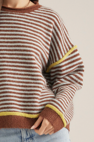 Contrast Trim Stripe Sweater