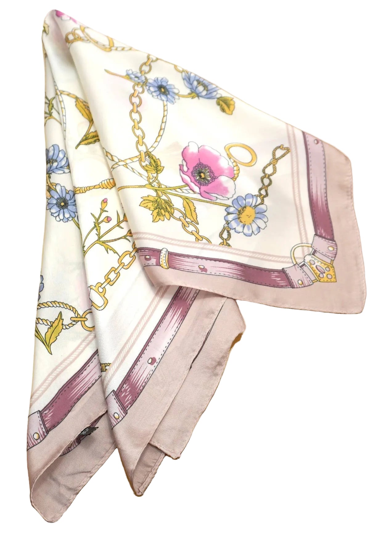 Vintage Floral Print Satin Scarf