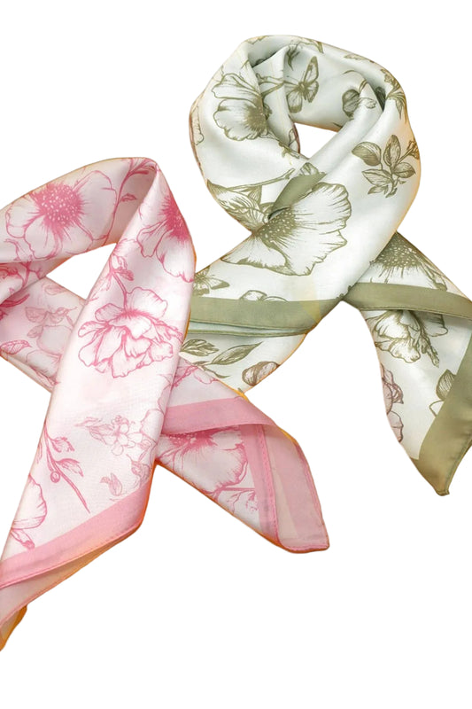 Petite Floral Print Satin Scarf