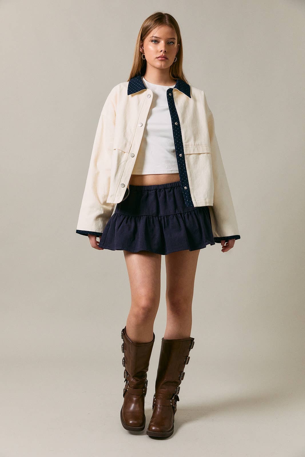 Polka Dot Contrast Jacket