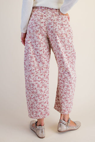 Floral Jacquard Barrel Pants
