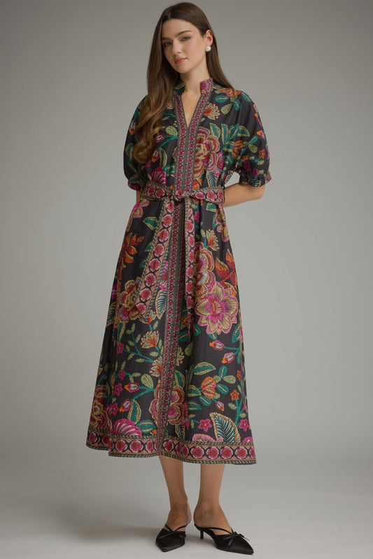 Floral Puff Sleeve Midi Dress
