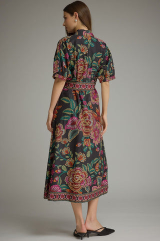 Floral Puff Sleeve Midi Dress