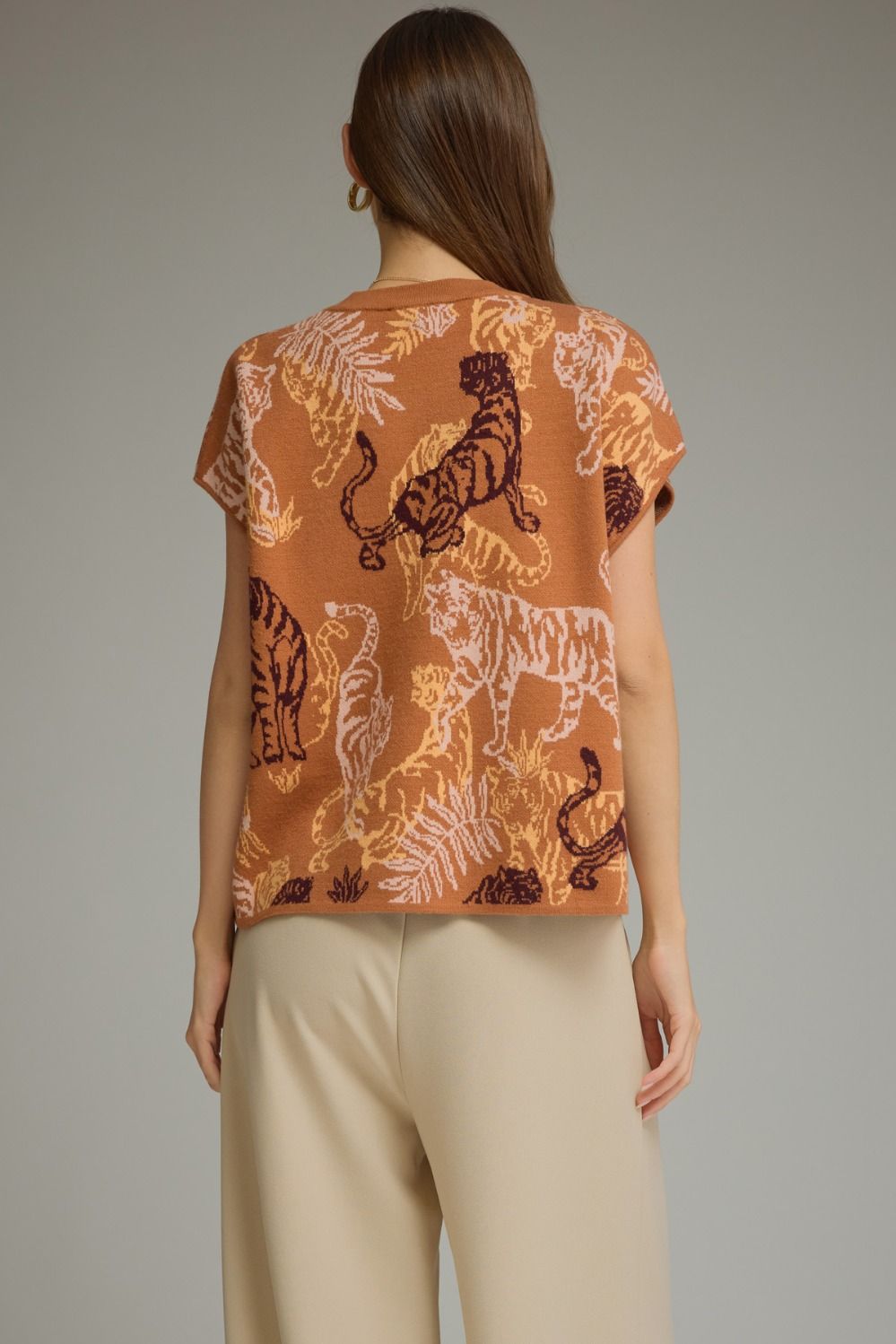 Tiger Cap Sleeve Knit Shirt