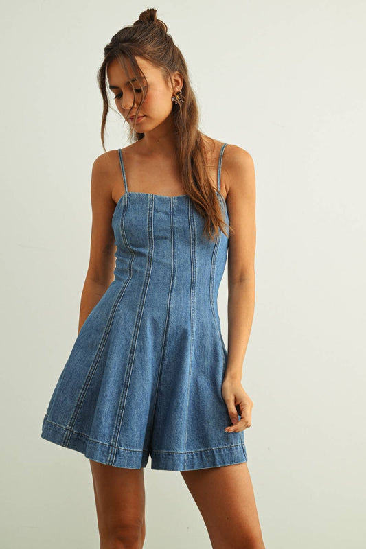 Washed Denim Romper