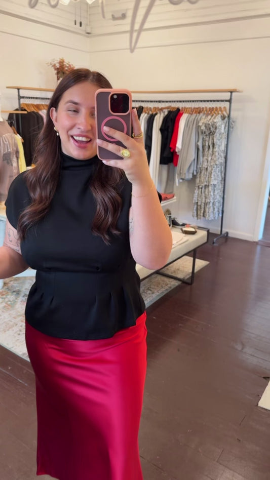 Basic Satin Midi Skirt