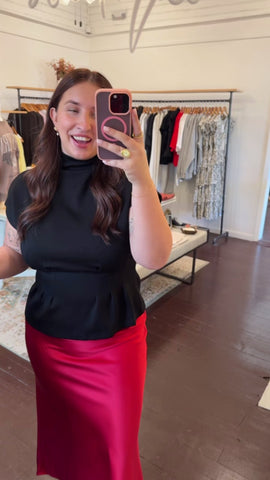 Basic Satin Midi Skirt