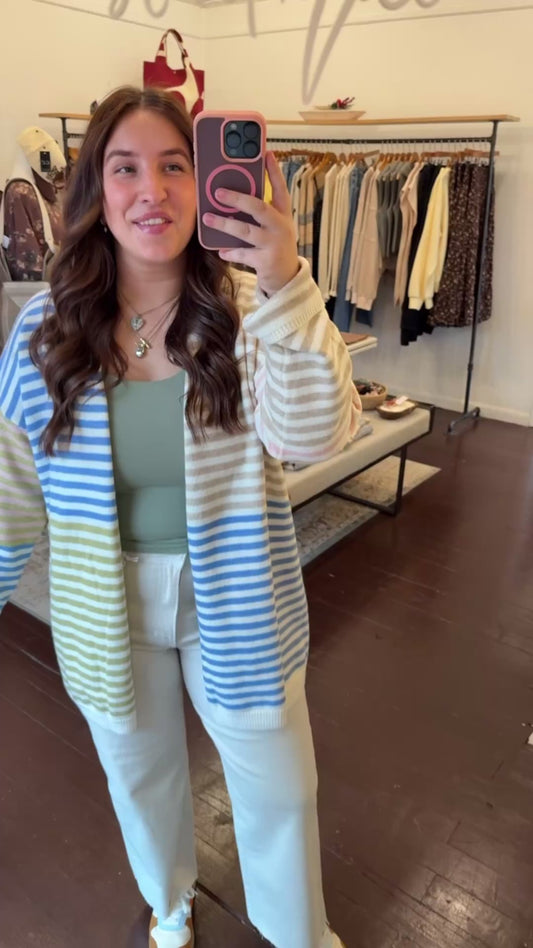 Multicolor Striped Sweater Cardigan