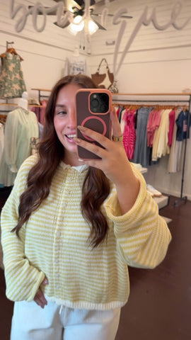 Stripe Front Button Cardigan